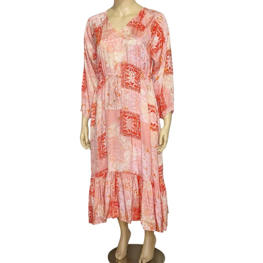 ROLLER RABBIT Maisie Patchwork Olaya Maxi Dress, Pink, XL - Picture 7 of 11
